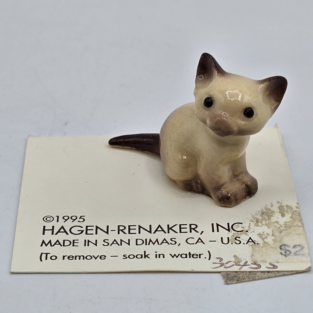 Vintage Hagen Renaker Miniature Siamese Cat  Kitten Kitty Animal Figurine